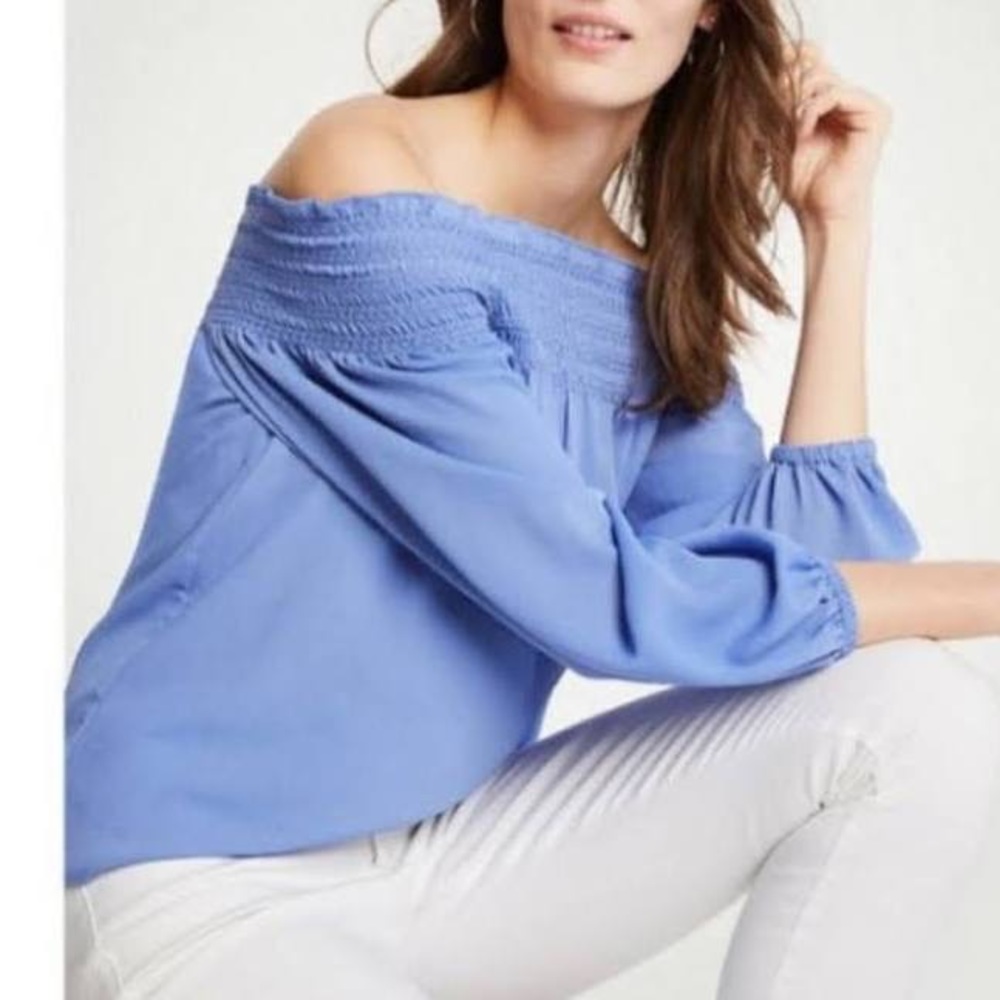 Ann Taylor I Off the Shoulder Periwinkle Top | S